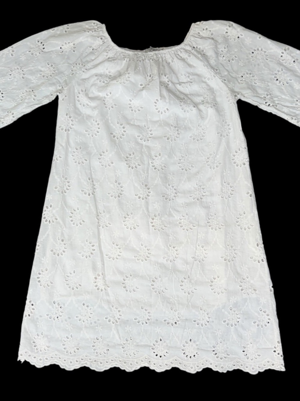 Valentina Naldi Women's Cotton Eyelet Off Shoulder Dress Size M Sand Italy